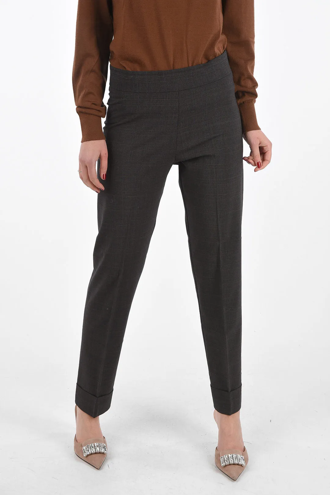 Avenue Montaigne district check cuffed hem trousers 42 Italian size