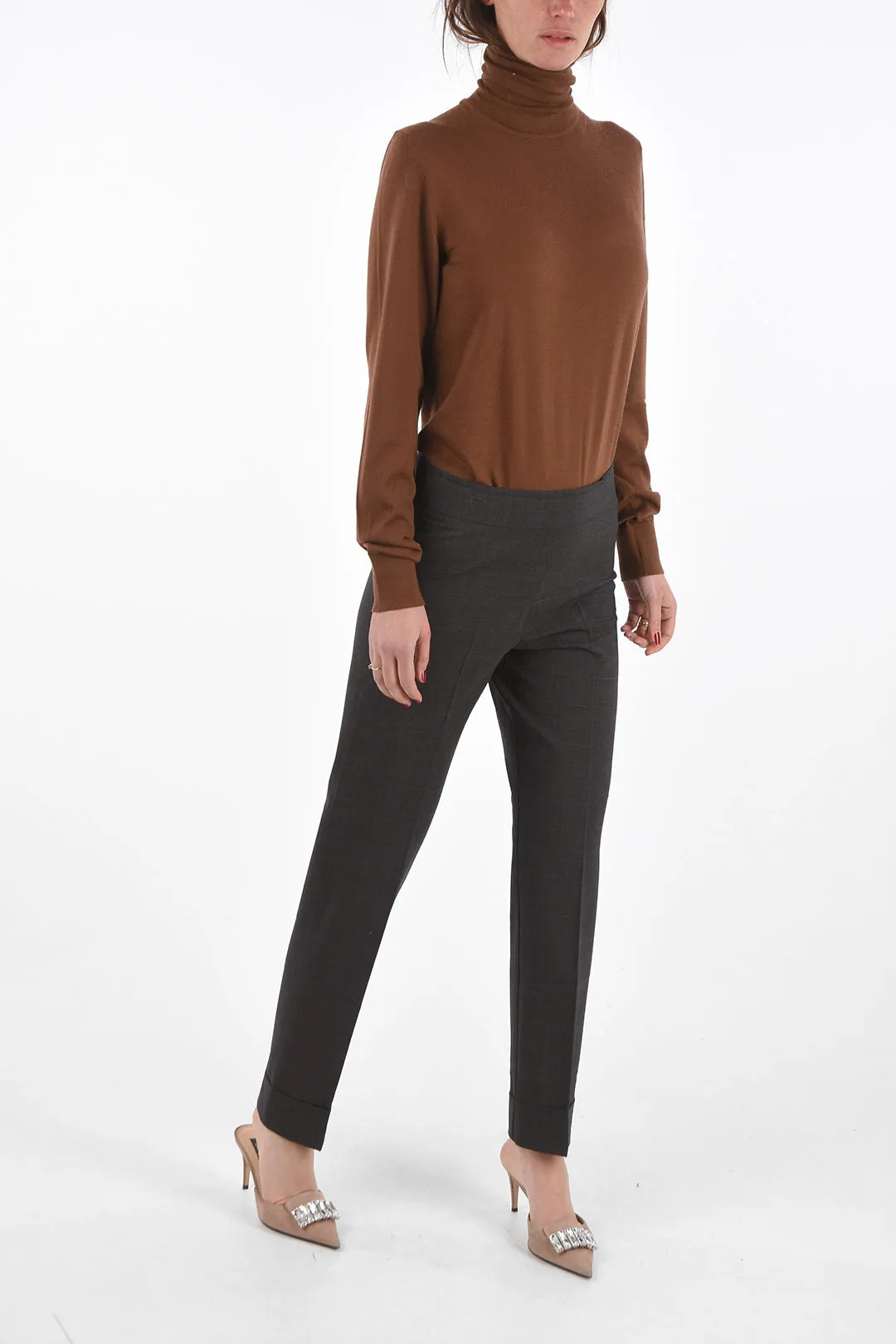 Avenue Montaigne district check cuffed hem trousers 42 Italian size