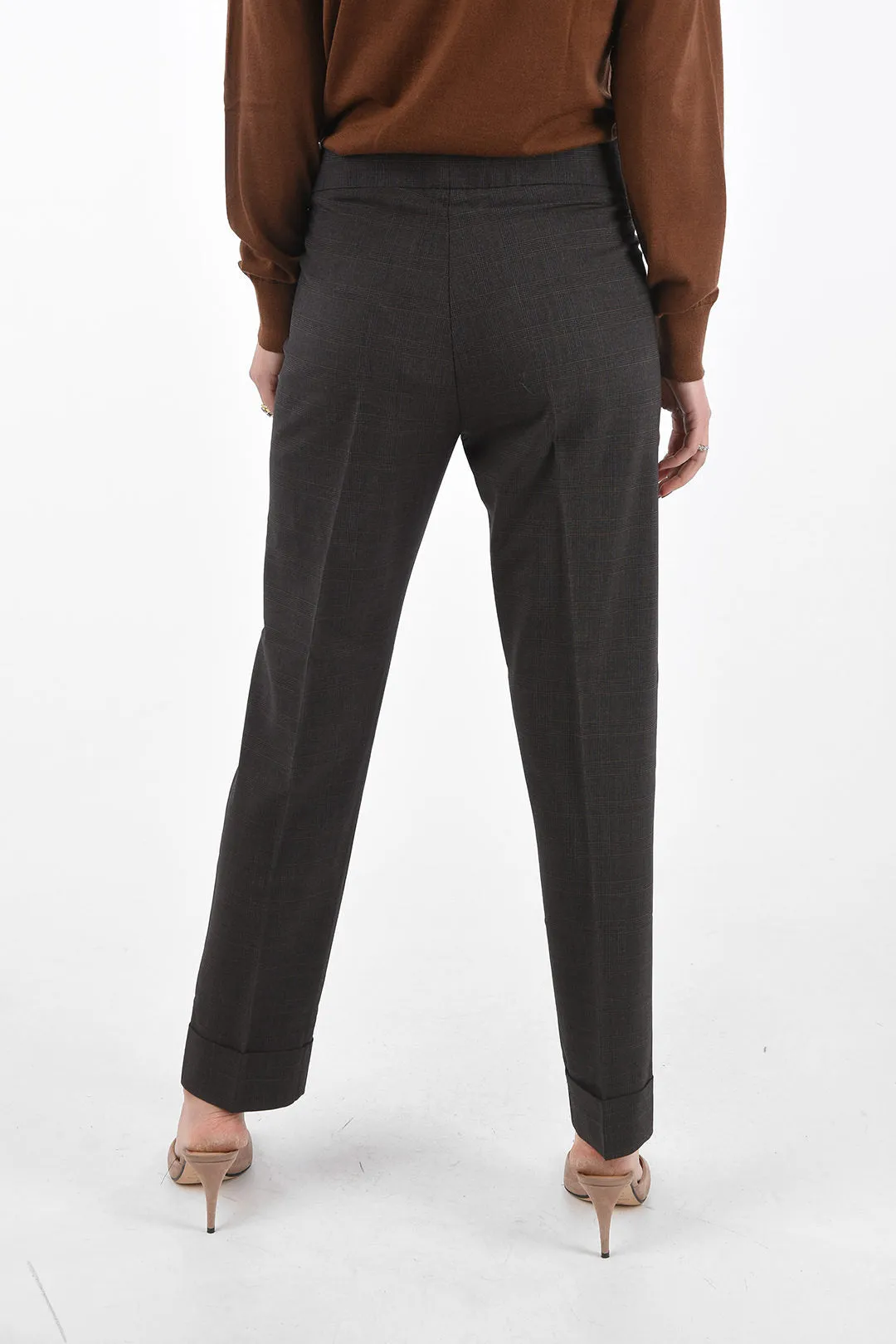 Avenue Montaigne district check cuffed hem trousers 42 Italian size