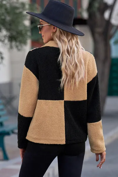 Jonah Color Block Snap Down Collared Neck Jacket