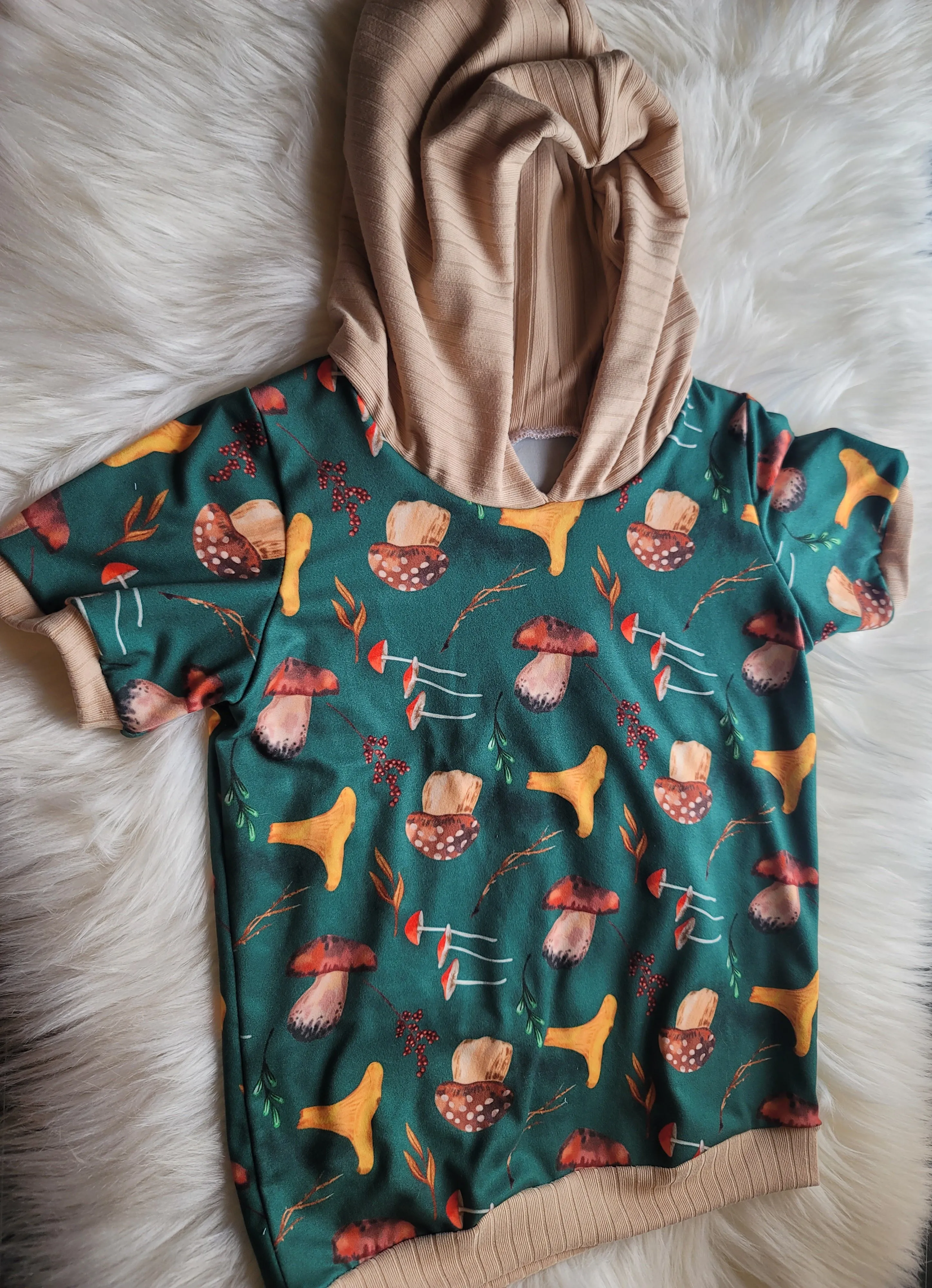 Neutral Mushroom Hooded Tshirt