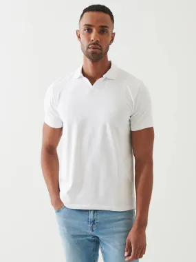 Patrick Assaraf Pima Cotton Stretch Open Polo in White