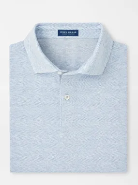 Peter Millar Harris Herringbone Knit Polo in Blue Frost