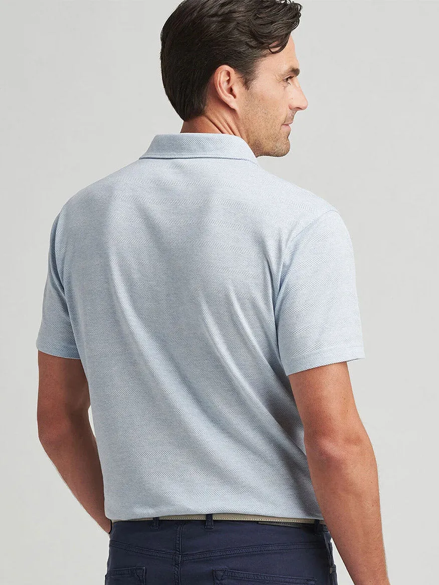 Peter Millar Harris Herringbone Knit Polo in Blue Frost
