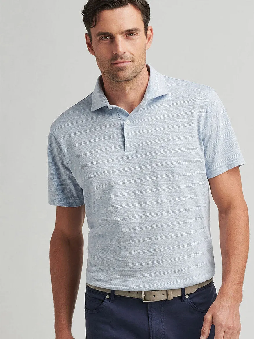 Peter Millar Harris Herringbone Knit Polo in Blue Frost