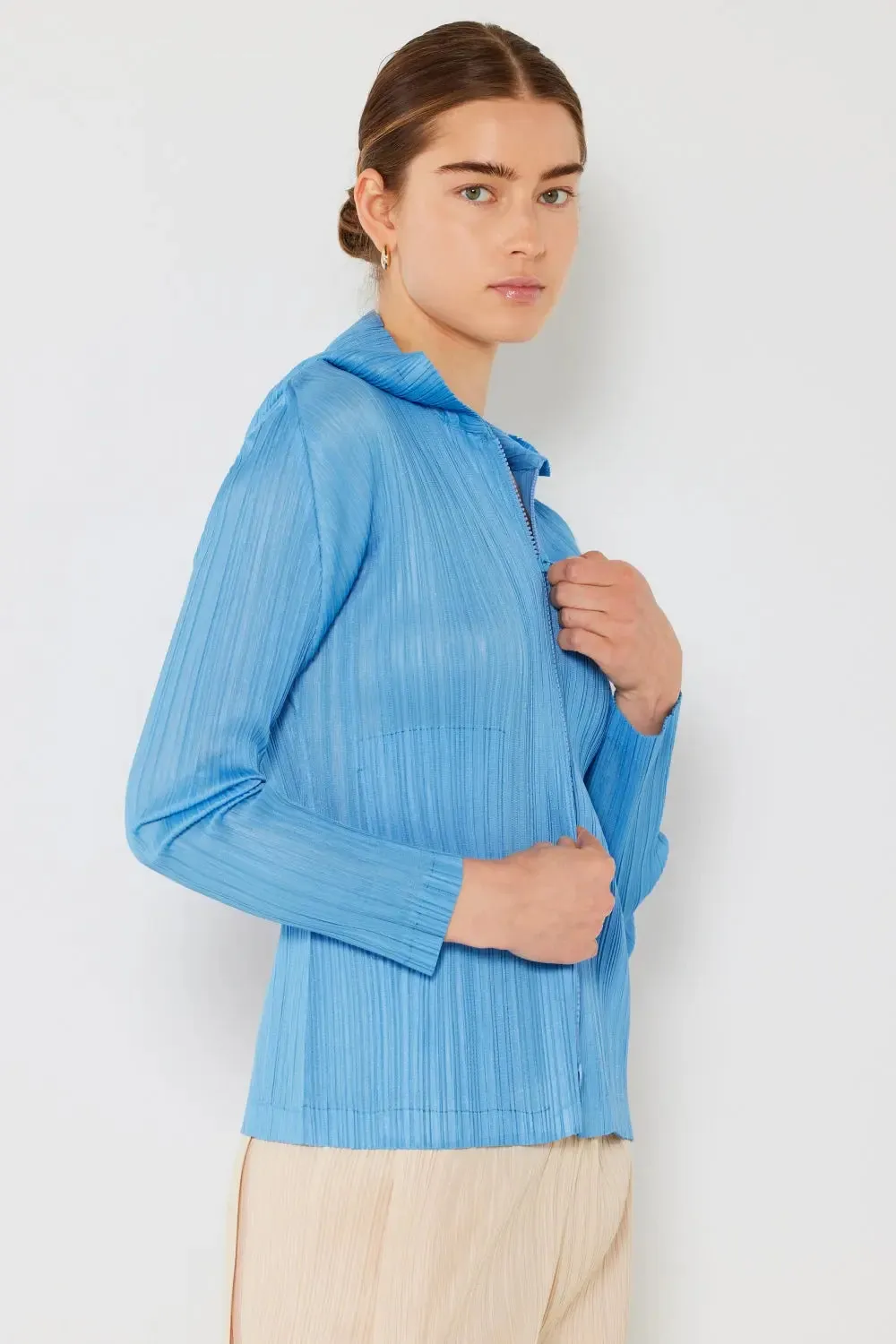 Pleated Hood Jacket 2 Way Zipper
