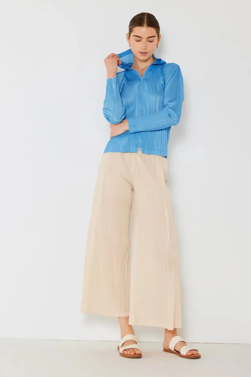 Pleated Hood Jacket 2 Way Zipper