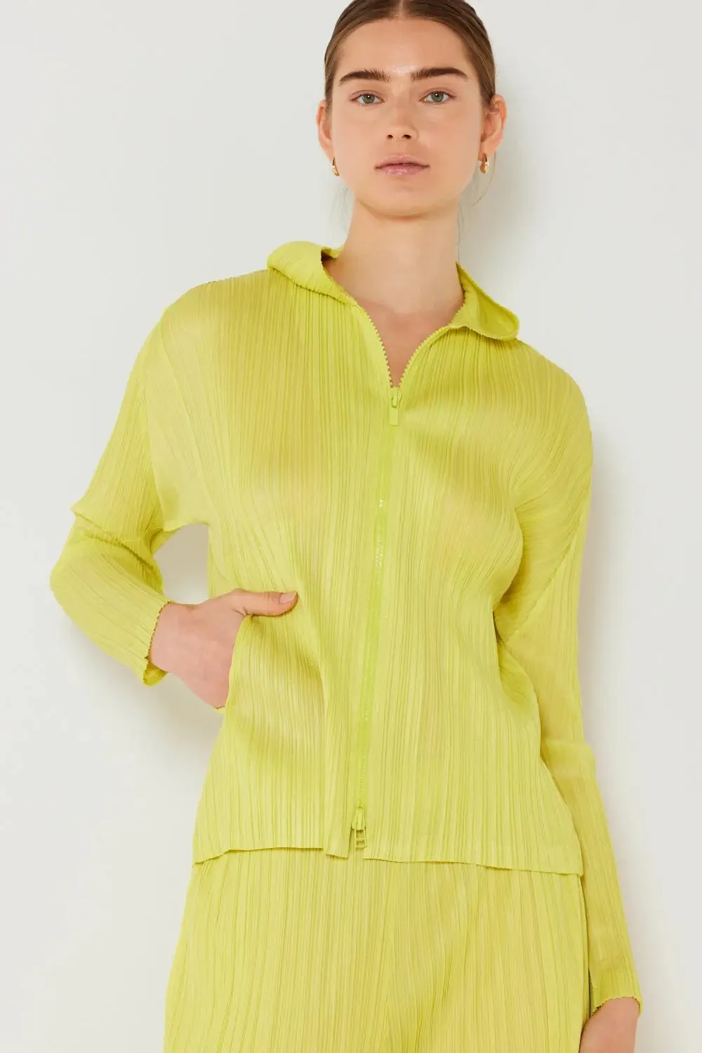 Pleated Hood Jacket 2 Way Zipper