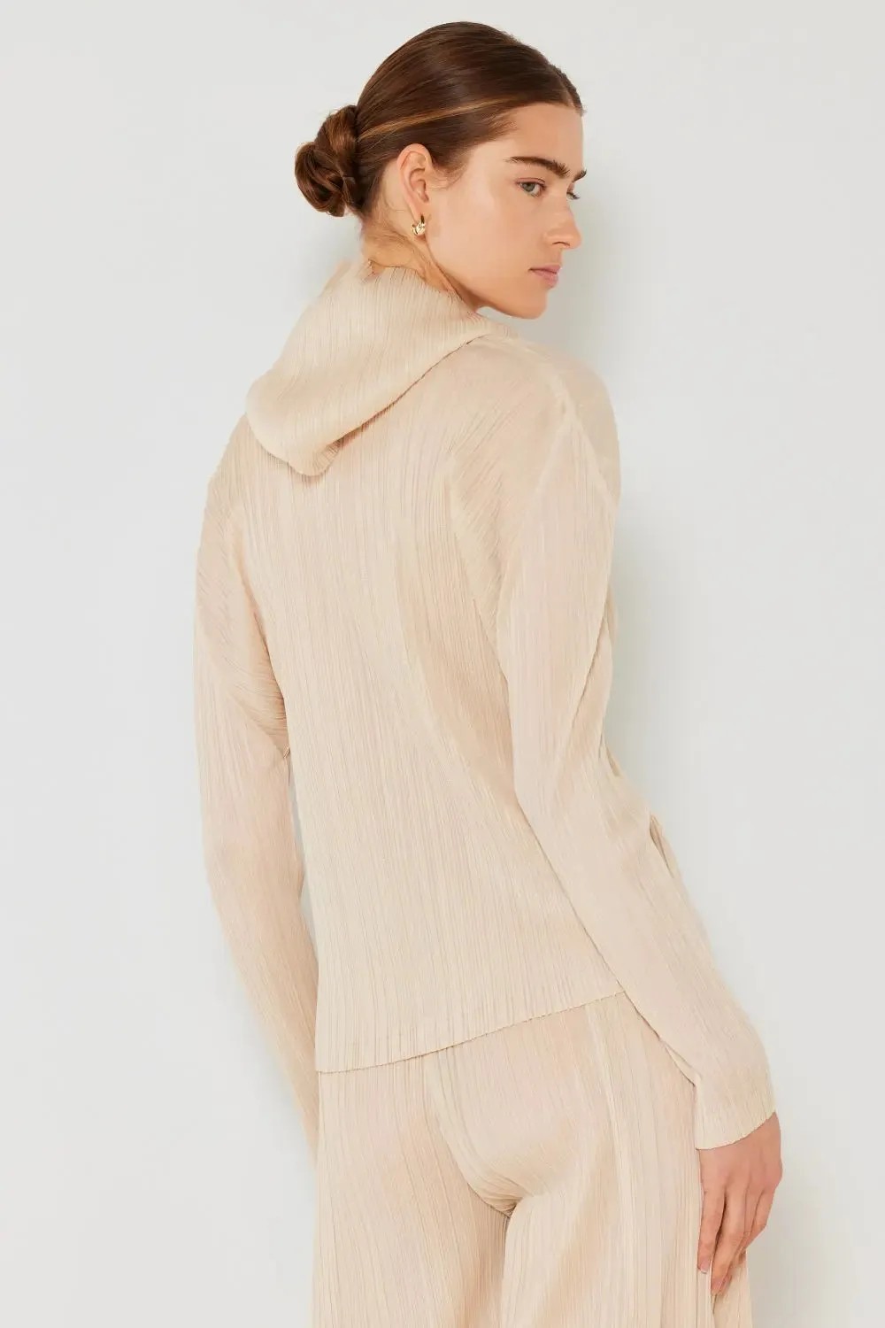 Pleated Hood Jacket 2 Way Zipper