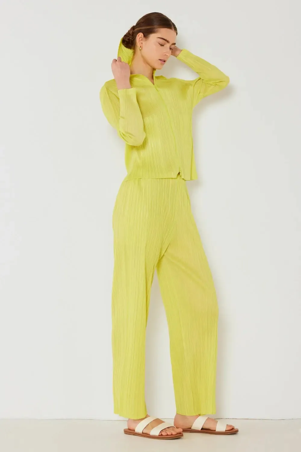 Pleated Hood Jacket 2 Way Zipper