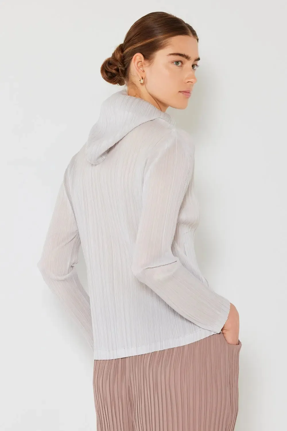 Pleated Hood Jacket 2 Way Zipper
