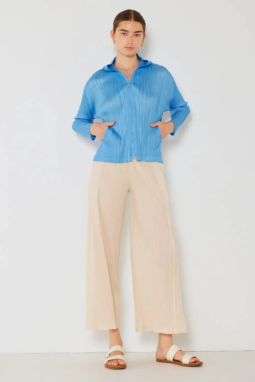 Pleated Hood Jacket 2 Way Zipper