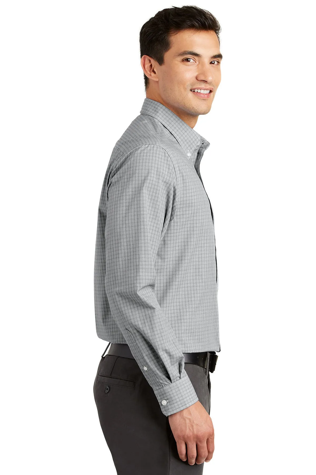 Port Authority Plaid Easy Care Custom Shirts, Charcoal