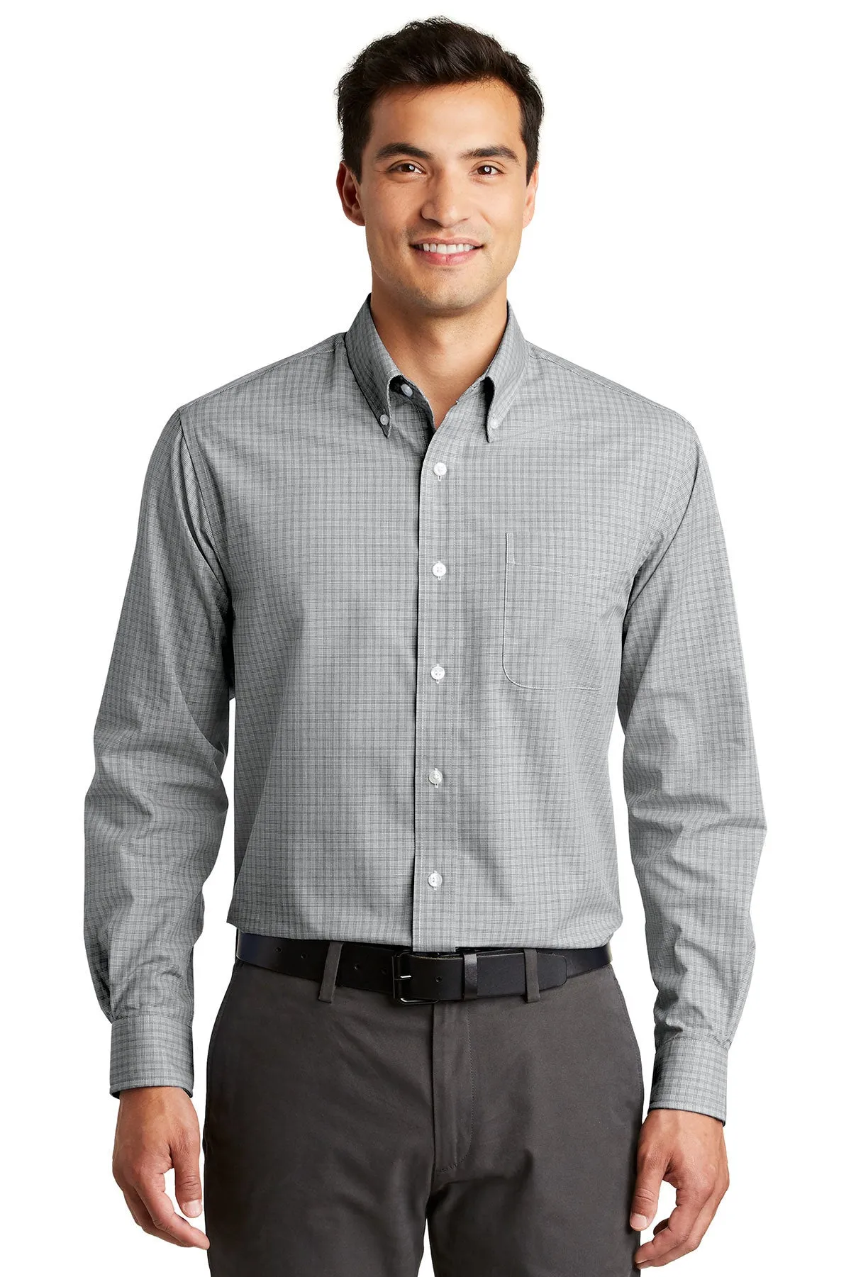 Port Authority Plaid Easy Care Custom Shirts, Charcoal