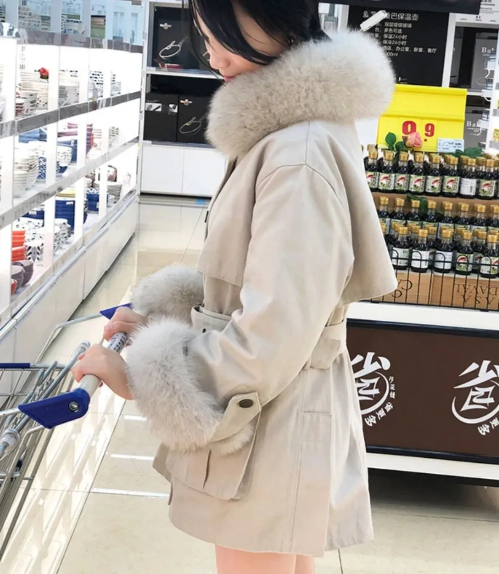 Women's Winter Casual Slim Thick Parka With Fox Fur
